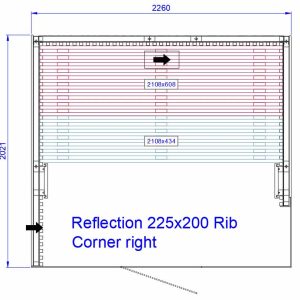 Kích thước của phòng xông hơi Tylo Reflection 225x200 rib corner right