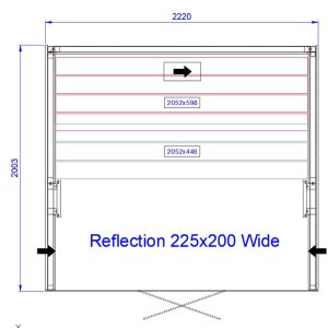 Kích thước của phòng xông hơi Tylo Reflection 225x200 wide