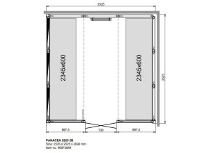 Kích thước phòng xông hơi ướt Tylo Panacea 2525 Black 2B